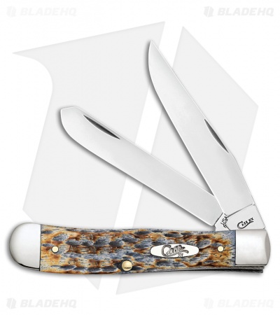 Case Trapper Knife 4.25" Burnt Gray Peach Seed Bone Jig (6254 SS) 27770