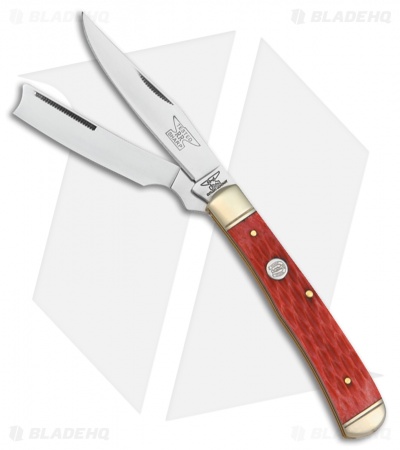 Rough Rider Caballo RazorTrapper Traditional Pocket Knife 4.125" Red Jigged Bone