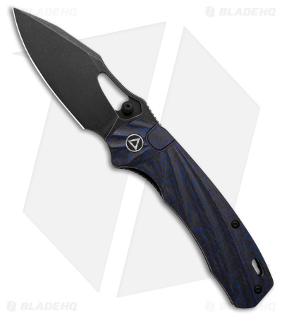 QSP Hornbill Liner Lock Knife Blue Carbon Fiber (3.25" Black) QS146-B2
