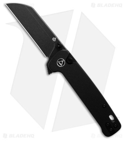 QSP Penguin Sheepsfoot Button Lock Knife Black G-10 (3.1" Black Stonewash)
