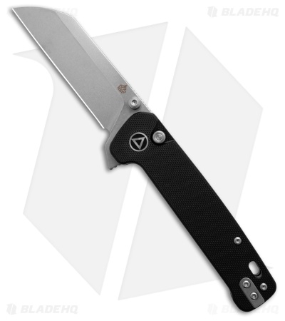 QSP Penguin Sheepsfoot Button Lock Knife Black G-10 (3.1" Stonewash 14C28N)