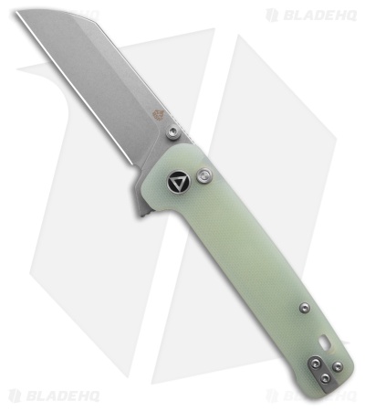 QSP Penguin Sheepsfoot Button Lock Knife Jade G-10 (3.1" Stonewash 14C28N)