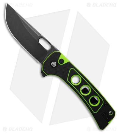 QSP Unicorn Button Lock Knife Black/Green G-10 (3.25" Black SW)