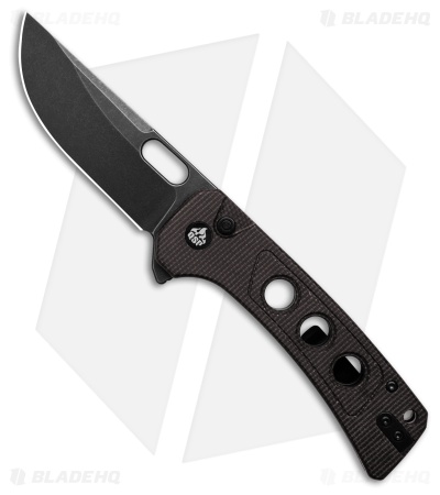 QSP Unicorn Button Lock Knife Brown Micarta (3.25