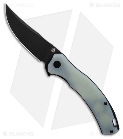 QSP Walrus Trailing Point Liner Lock Knife Jade G-10 (3.4" Black Stonewash D2)