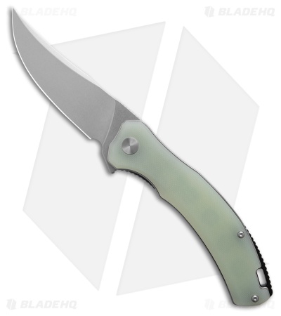 QSP Walrus Trailing Point Liner Lock Knife Jade G-10 (3.4" Stonewash D2)