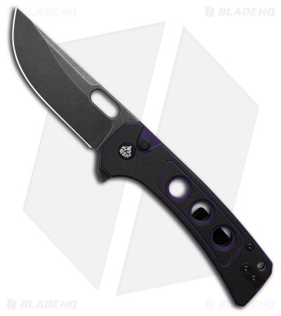 QSP Unicorn Button Lock Knife Black/Purple G-10 (3.25" Black SW)