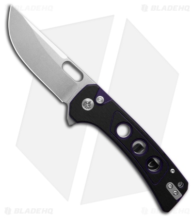 QSP Unicorn Button Lock Knife Black/Purple G-10 (3.25" Stonewash)
