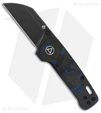 QSP Penguin Mini Liner Lock Knife Shredded Carbon Fiber Blue (2.25" Blackwashed)