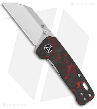 QSP Penguin Mini Liner Lock Knife Red Shredded Carbon Fiber (2.25" Satin)