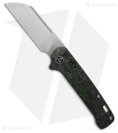 QSP Penguin Sheepsfoot Slip Joint Knife Black/Green Fat Carbon (3.25" Stonewash)