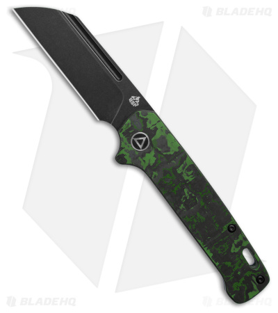 QSP Penguin Sheepsfoot Slip Joint Knife Black/Green Fat Carbon (3.25" Black SW)