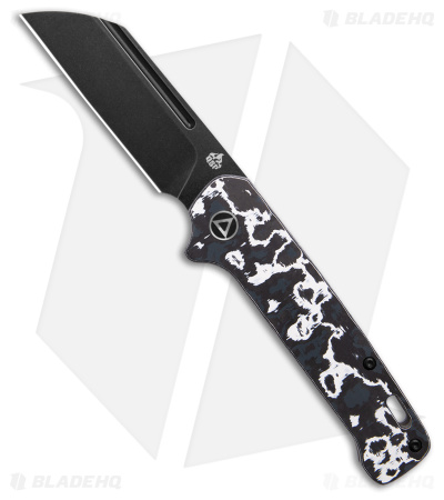 QSP Penguin Sheepsfoot Slip Joint Knife Black/White Fat Carbon (3.25" Black SW)