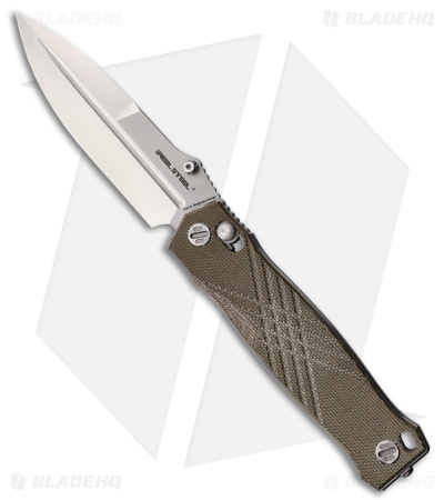 Real Steel Muninn Crossbar Lock Knife Green Micarta (3.6" Satin) RS7751GM