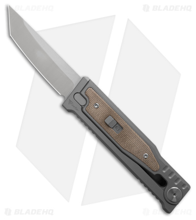 Reate EXO-M Tanto Gravity Knife Titanium/Green Micarta (3.2" Satin ELMAX)