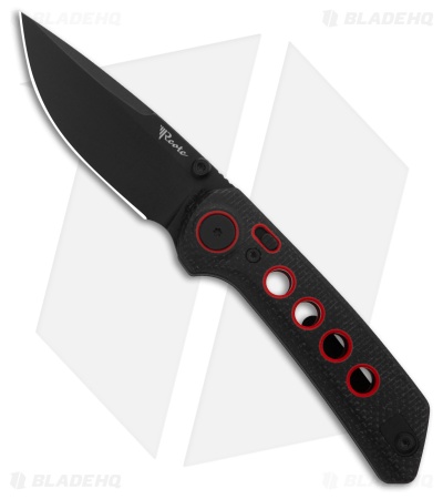 Reate PL-XT Drop Point Pivot Lock Knife Black Micarta/Red G-10 (3" Black)
