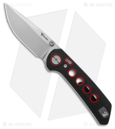 Reate PL-XT Drop Point Pivot Lock Knife Black Micarta/Red G-10 (3" Stonewash)