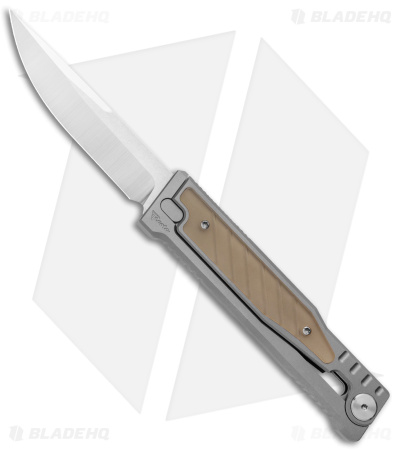 Reate EXO Drop Point Gravity Knife Titanium/Amber Ultem (3.75" Satin/SW ELMAX)