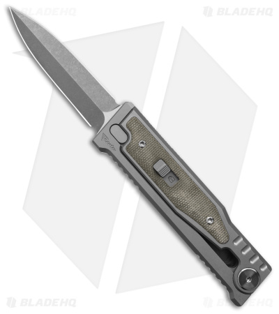 Reate EXO-M Double Edge Gravity Knife Titanium/Green Micarta (2.95" SW)