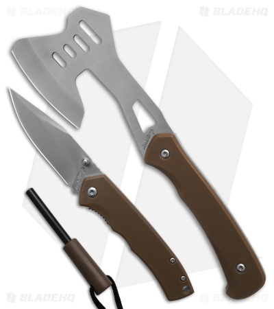 Uncle Henry 3 Piece Axe & Pocket Knife & Ferro Rod - Brown