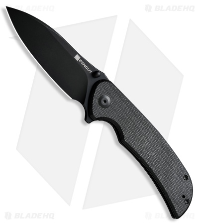 SENCUT Borzam Liner Lock Knife Black Canvas Micarta (3.46" Black)
