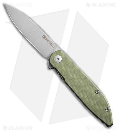 SENCUT Bocll II Liner Lock Knife OD Green (2.9" Stonewash) G-10 S22019-4