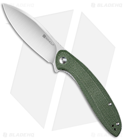SENCUT San Angelo Liner Lock Flipper Knife Green Micarta (3.48" Satin) S21003-3