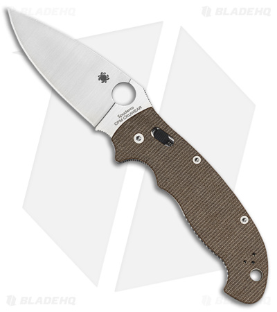 Spyderco Manix 2 XL Brown Canvas Micarta (3.85" Satin CRU-WEAR) C95MPCW2