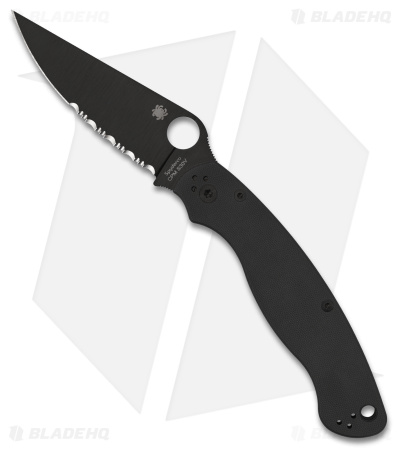 Spyderco Military 2 Compression Lock Knife Black G-10 (4" Black Serr S30V)