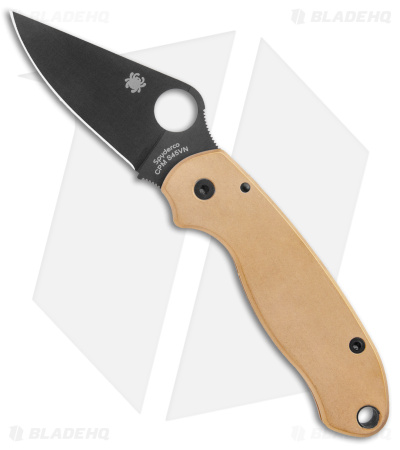 Flytanium Brass Scales + Spyderco Para 3 Pocket Knife (3" Black)