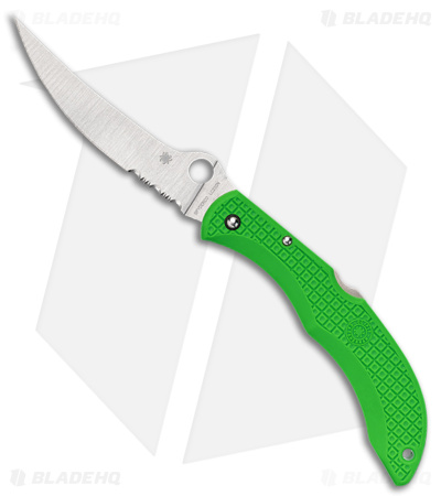 Spyderco Catcherman LC200N Knife Green Polymer (4.6" Satin Serr) C17PSGR
