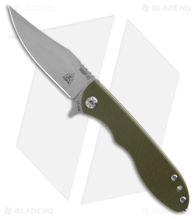 TOPS Knives Mini Scandi Folder MSFG-01 Flipper Knife Green G-10 (3.25" Satin)