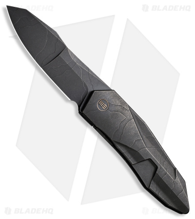 WE Knife Co. Cecchini Solid Frame Lock Knife Etched Black Ti (3.9