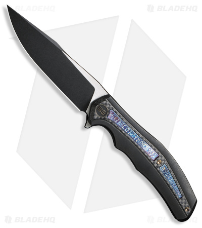 WE Knife Co. Zonda Frame Lock Knife Black Titanium Blue CF (4