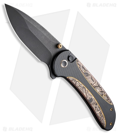WE Knife Co. Zizzit Button Lock Knife Copper Foil CF/Black Ti (3.8" Black SW)