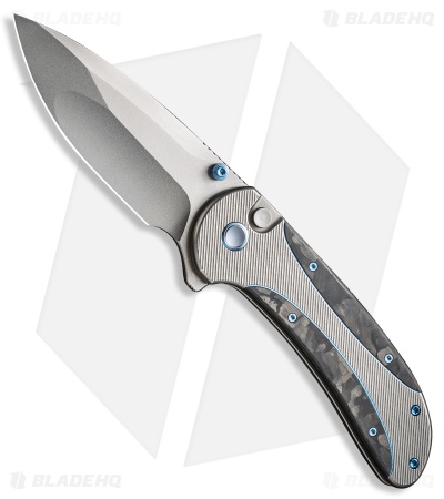 WE Knife Co. Zizzit Button Lock Knife Blue Marble Carbon Fiber/Ti (3.8" BB)