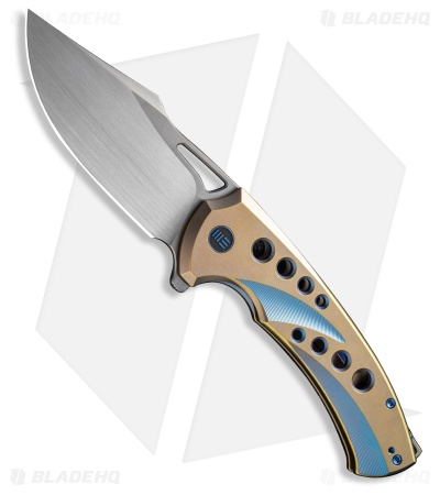 WE Knife Co. Swiftfin Frame Lock Knife Gold/Blue Titanium (3.8" Satin)