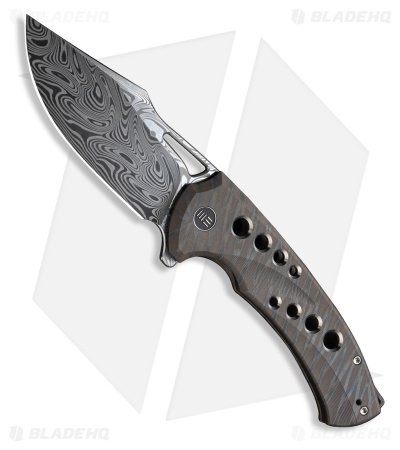 WE Knife Co. Swiftfin Frame Lock Knife Tiger Stripe Flamed Ti (3.8" Damasteel)