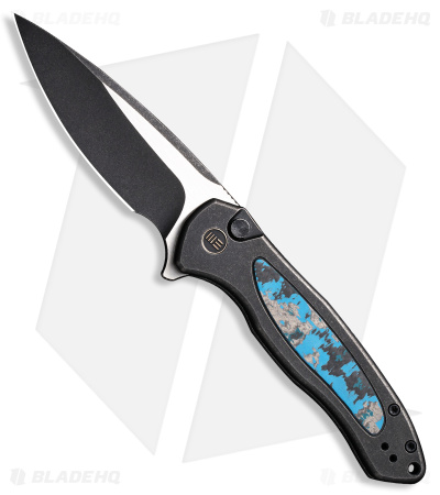 WE Knife Co. Kitefin Button Lock Knife Blk Ti / Artic Strm CF (3" BLK)WE19002N-1