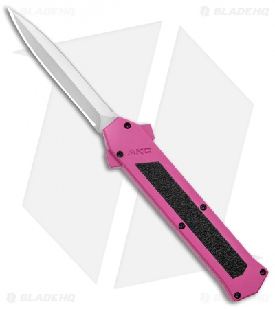 AKC F-16 D/A Dagger OTF Automatic Knife Pink (3.3" Satin)