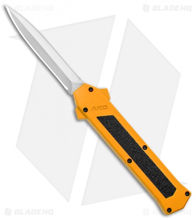 AKC F-16 D/A Dagger OTF Automatic Knife Yellow (3.3" Satin)