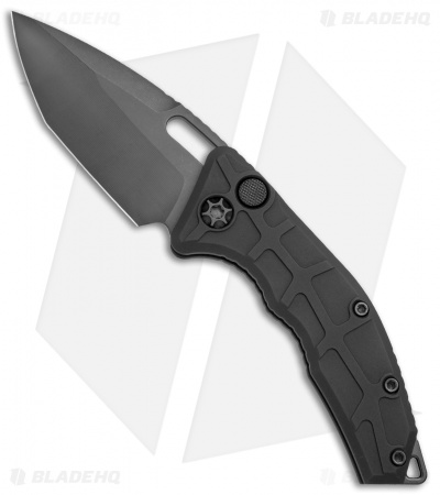 Heretic Knives Medusa Auto Tanto MagnaCut Knife Black Tactical Aluminum (3" DLC)
