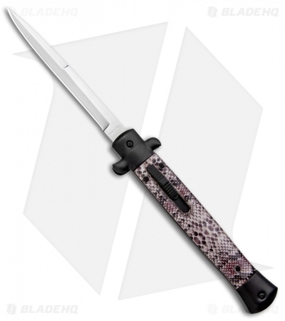 Mago 11"  Italian Stiletto Black OTF Automatic Knife Sidewinder (4.8" Satin)