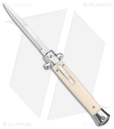 Mago Italian Stiletto OTF Auto Bayonet Knife Sim Ivory (4.75" Satin)