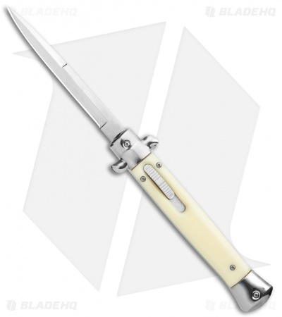 11" Italian Stiletto OTF Automatic Bayo Knife Sim Ivory (4.75" Satin)