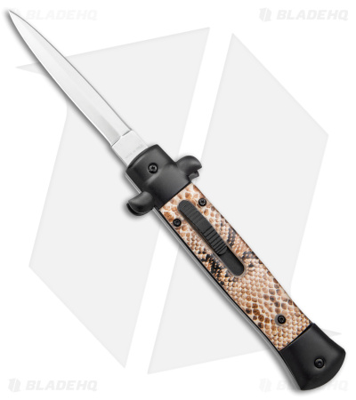 Mago 9"  Italian Stiletto OTF Automatic Knife Diamondback (3.8" Satin) w/o Clip
