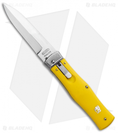 Mikov 241 Predator Lever Lock Automatic Knife Yellow (3.75" Polish) Pocket Clip