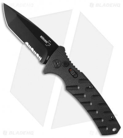 Boker Plus Strike Tanto Automatic Knife (3.25" Black Serr D2)