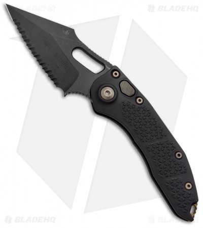 Microtech Stitch Automatic Knife Black Aluminum (3.75" DLC Serr) 169-3DLCTSH