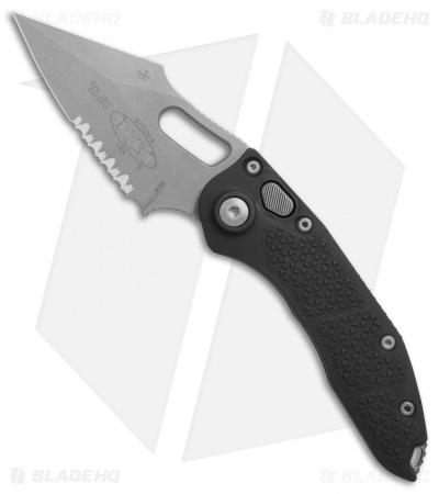 Microtech Stitch Automatic Knife Black (3.75" Apocalyptic Serr) 169-11AP